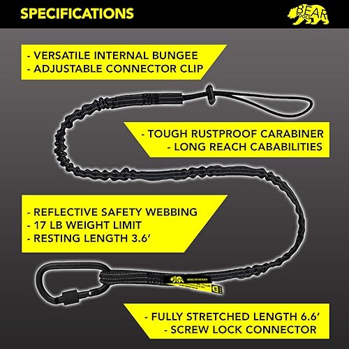 Miniatura 3 de BearTOOLS Cordón de seguridad para herramientas extendido de largo alcance, protección contra caídas de seguridad, bloqueo de tornillo de aluminio,