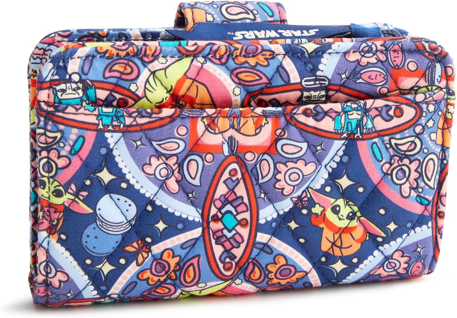 Vera Bradley Women's Star Wars Premium Cotton Small Turnlock Wallet – Credit Card, Cash & Coin Holder – Grogu Medallion