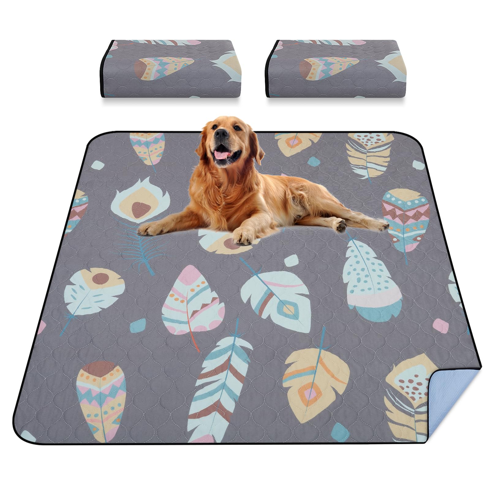 LOOBANI Washable Pee Pads for Dogs,2 Pack Ultra-Absorbent and Leak-Proof Whelping Pads, Non-Slip Reusable Puppy Waterproof...