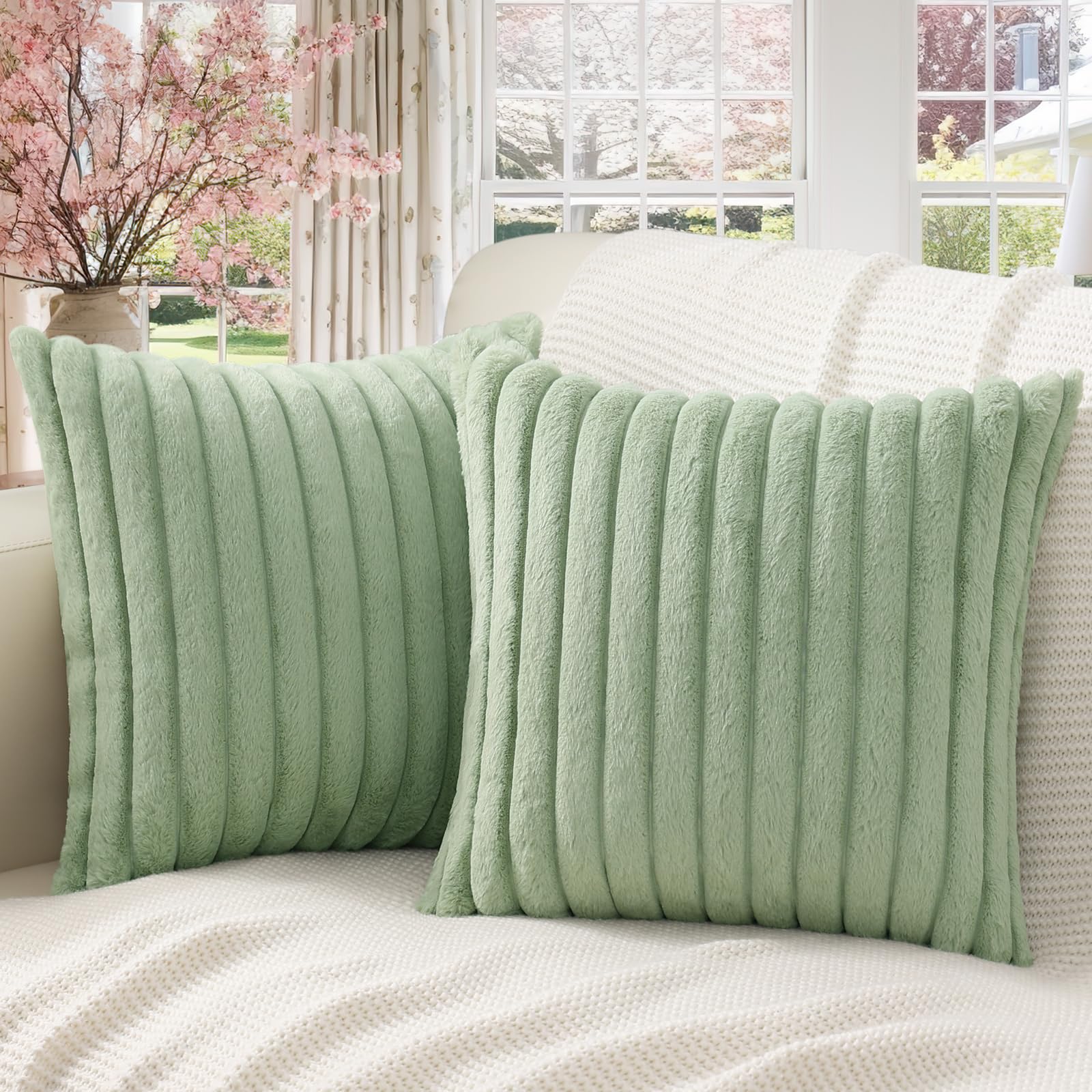 Amazon.com: Pallene Faux Fur Plush Throw Pillow Covers 16x16 Set of 2 ...