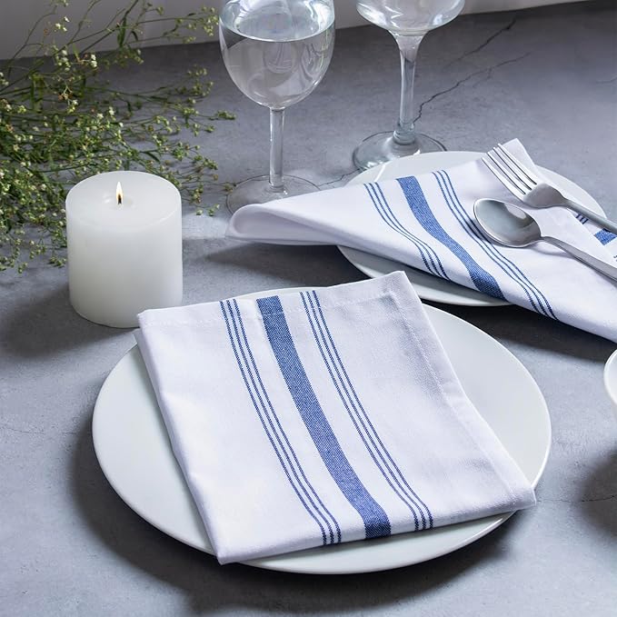 Blue Needles Servilletas de Tela French Stripe 12 Piezas 100% Algodón 45.72 cm miniatura 5