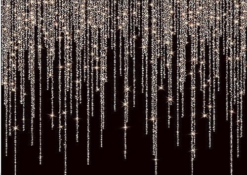 CHAIYA Telón de fondo negro dorado de 7 x 5 pies para fiesta de cumpleaños de adultos y niños, decoración de fondo de fotografía de fiesta