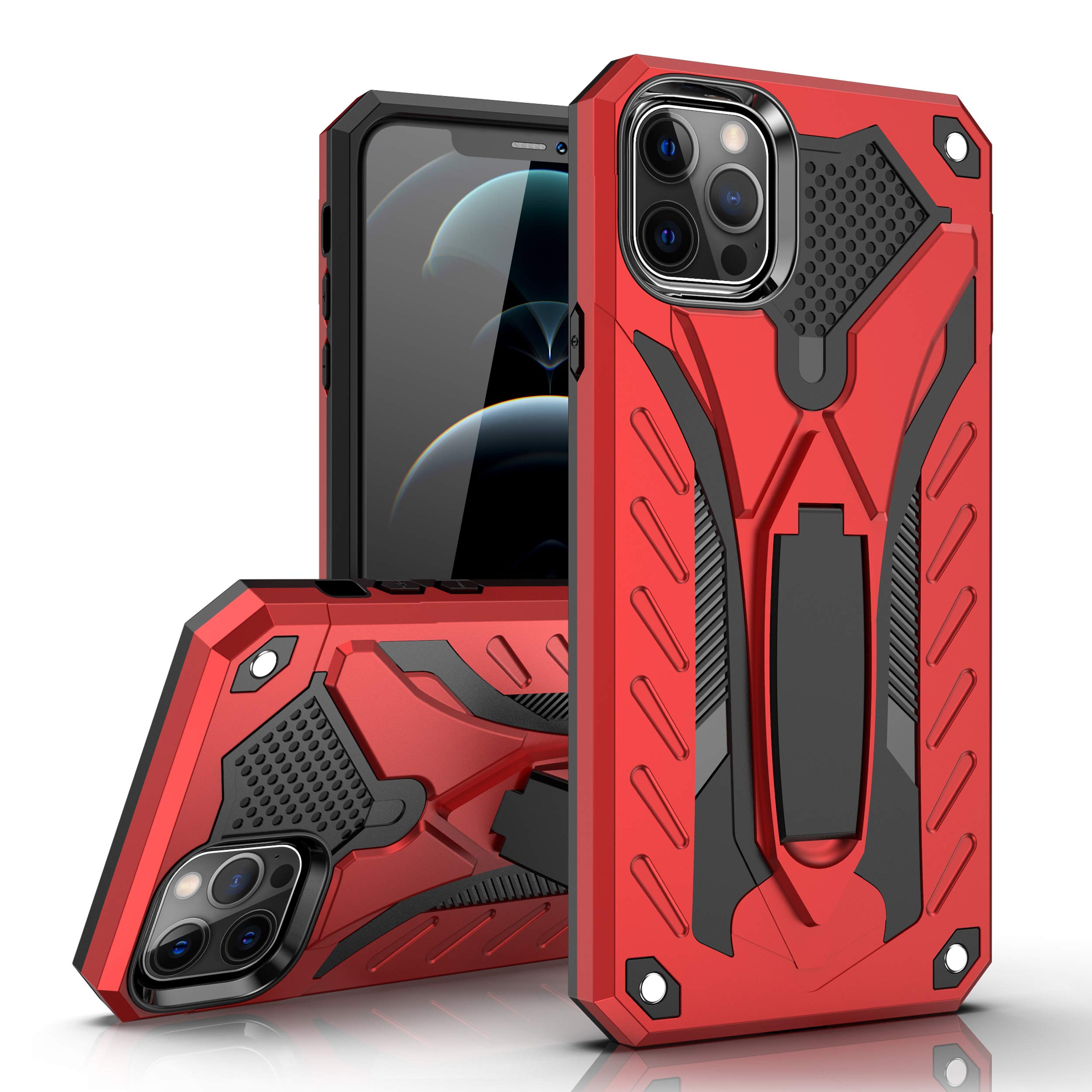 MILAN NICE Funda para iPhone 12 Pro MAX de Silicona y PC Antigolpes Carcasa Protectora Anti-arañazos y Antideslizante con Soporte Incoporado (Rojo)(6.7) — view 15