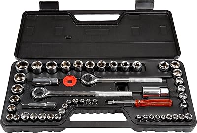 Stalwart 52 Piece 1/4, 3/8 and 1/2 Drive Socket Set SAE and Metric
