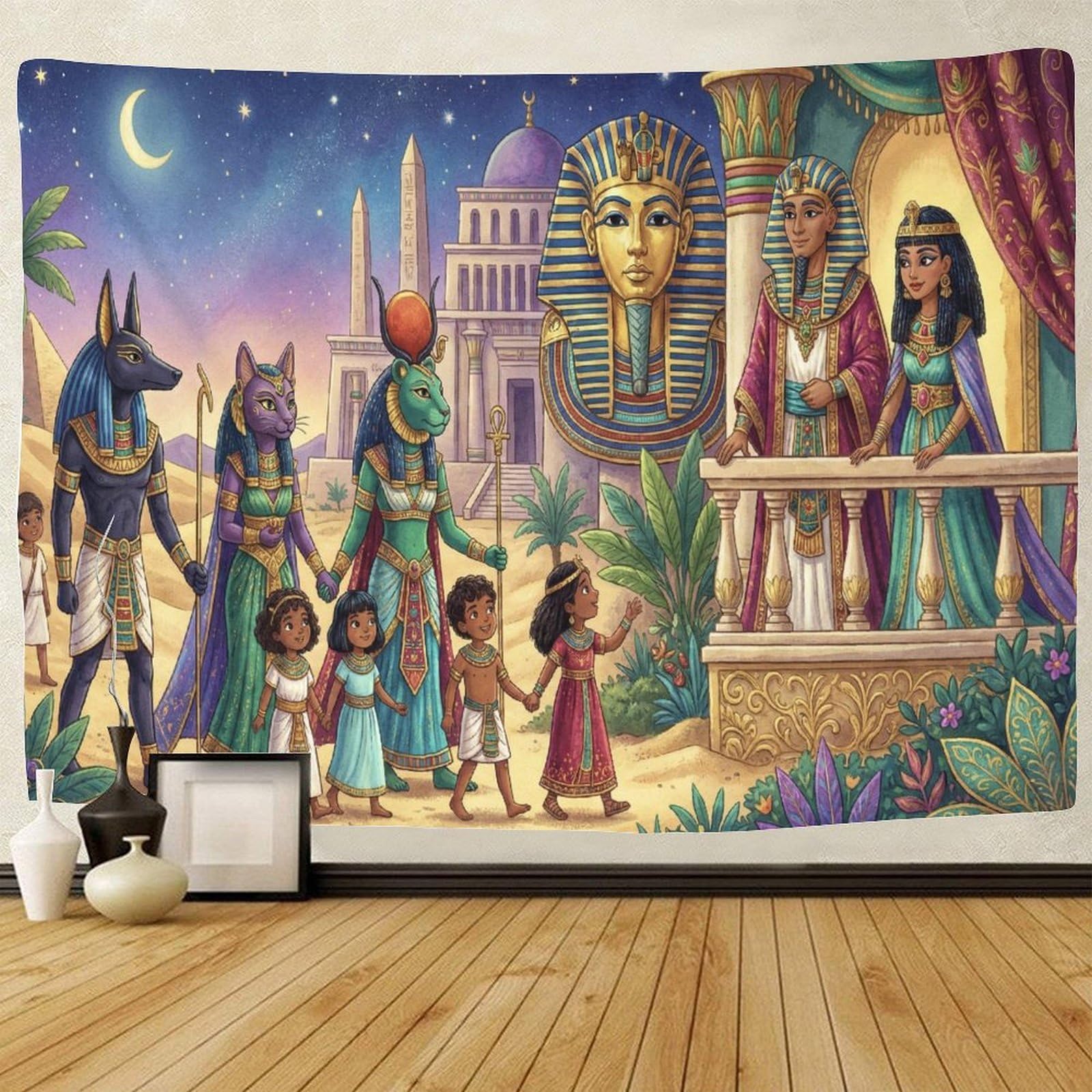GPMNBCXZK Egyptian Anubis Wall Tapestry Decor 3D Printed Sekhmet Bedroom Living Room Art 70cmx100cm