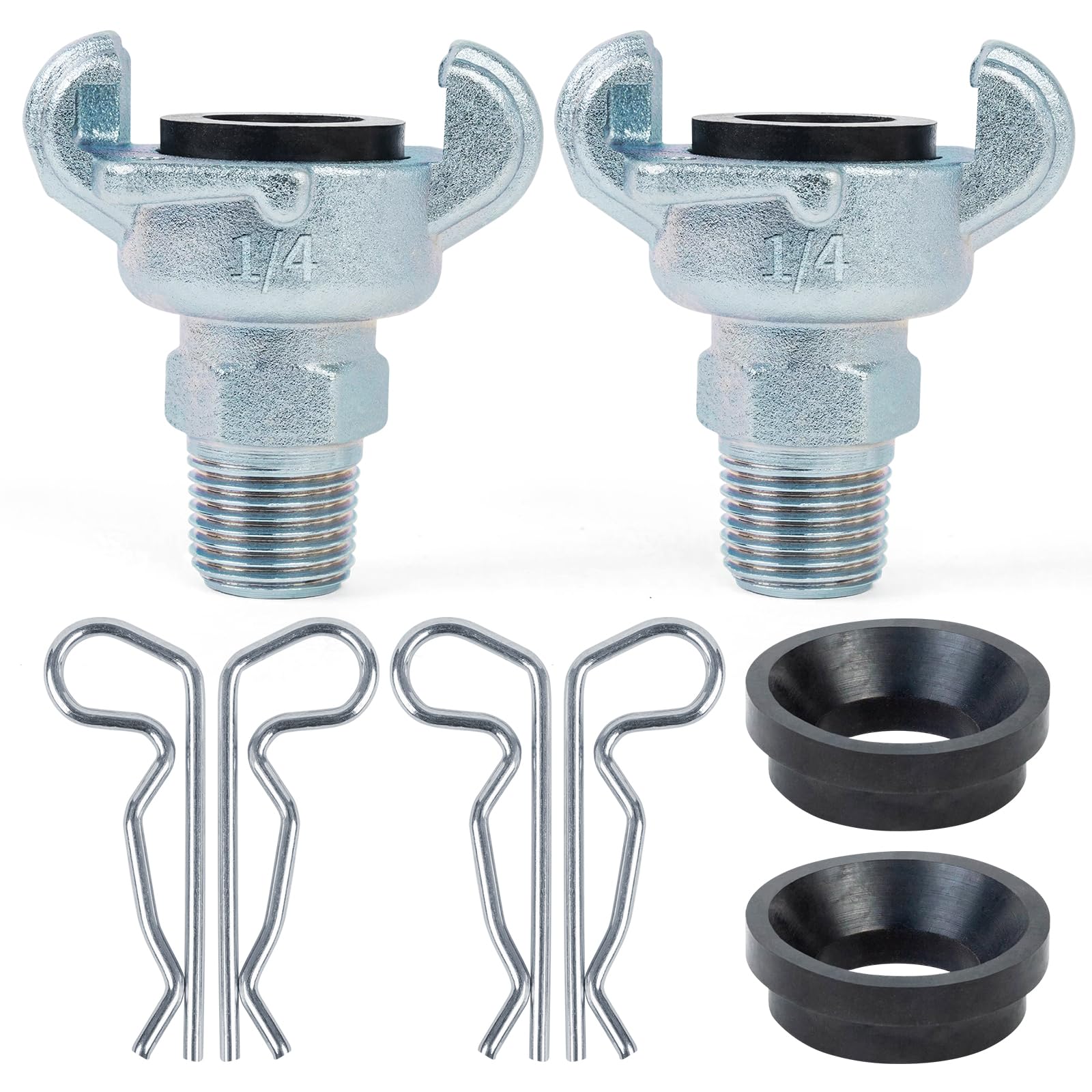 ChillWaves Iron Air Hose Fitting, 1/4" NPT Male 2 Lug Universal Coupling, Chicago Fitting(2-PACK)