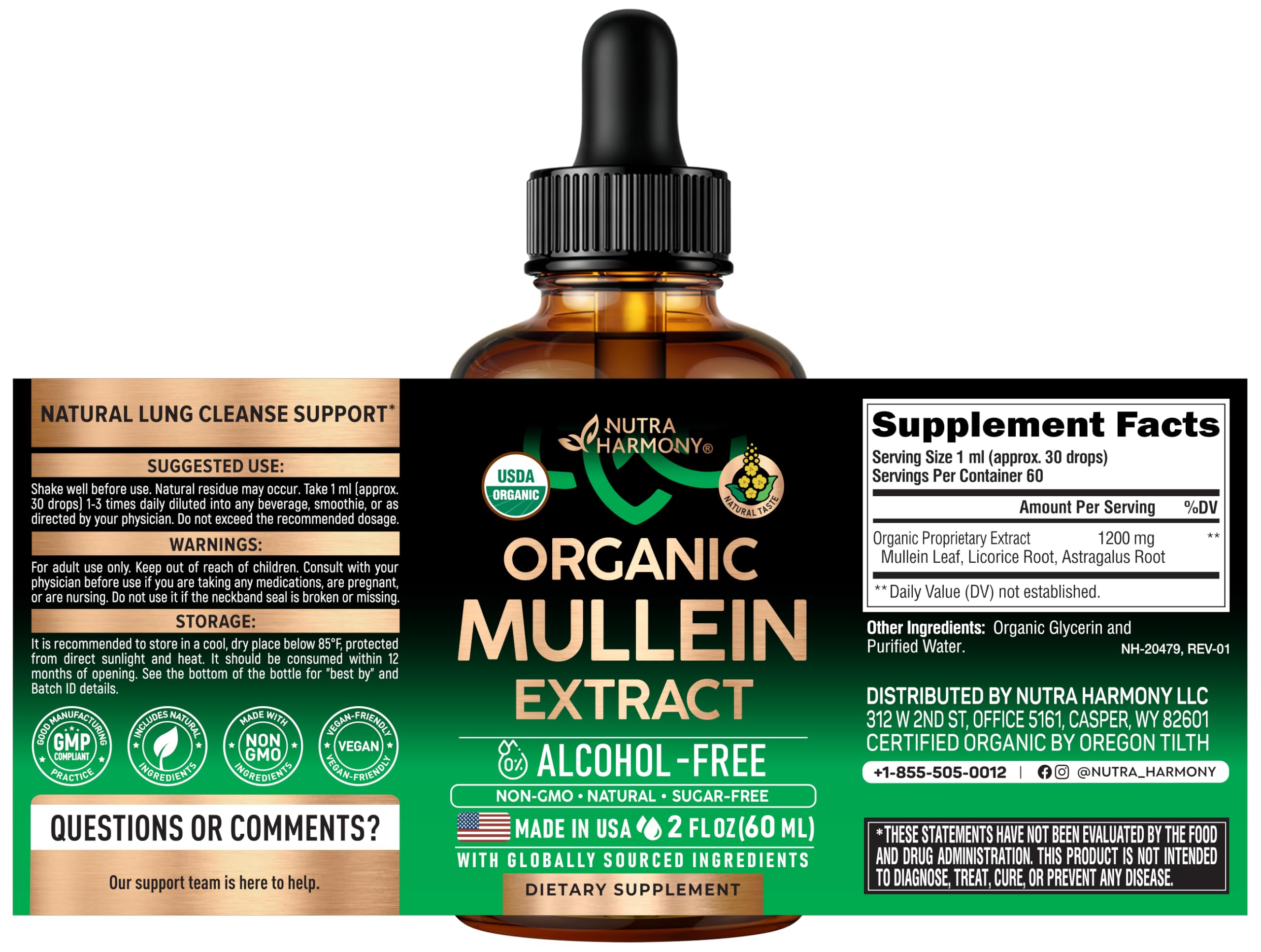 Mullein Drops for Lungs - USDA Organic Mullein Leaf Extract Liquid - 2 oz — Amazon image 2