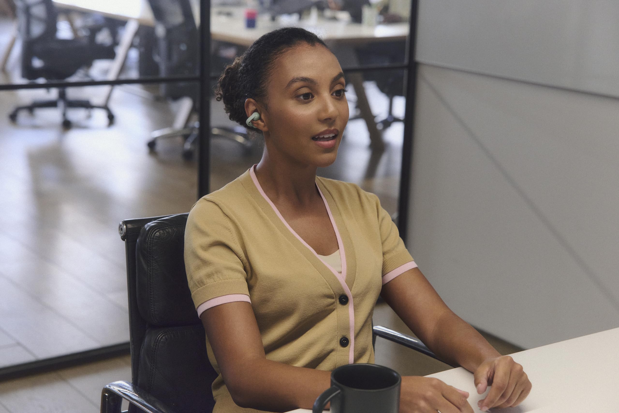 Sony LinkBuds Clip Open-Ear Truly Wireless Earbuds, Comfortable & Secure Fit, Lightweight Clip-On Design, Touch Controls, Ambient Sound Awareness, Water Resistant, Up to 37 Hrs of Playback, Green