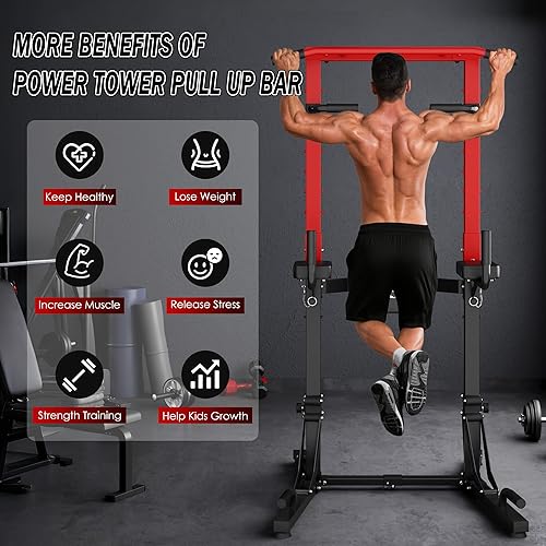 Miniatura 2 de SogesHome Barra de dominadas plegable y soporte de inmersión, estación de inmersión de entrenamiento de fuerza de pie ajustable, estación de