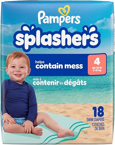 Pampers Splashers Swim Diapers, Size 4, Disposable Baby Swim Diapers, 1 Pack (Count of 18)