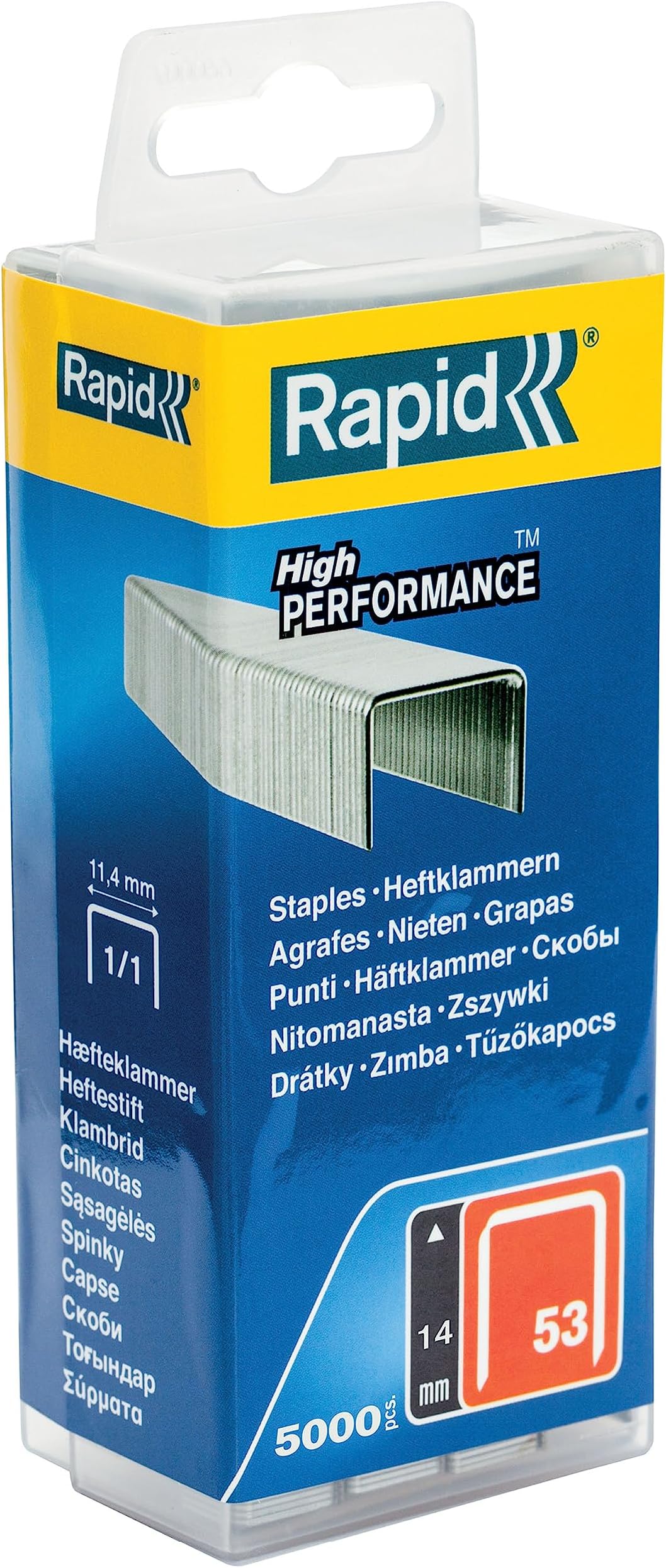 Rapid High Performance Staples, No.53, Leg Length 6 mm, 40303083-5000 Pieces
