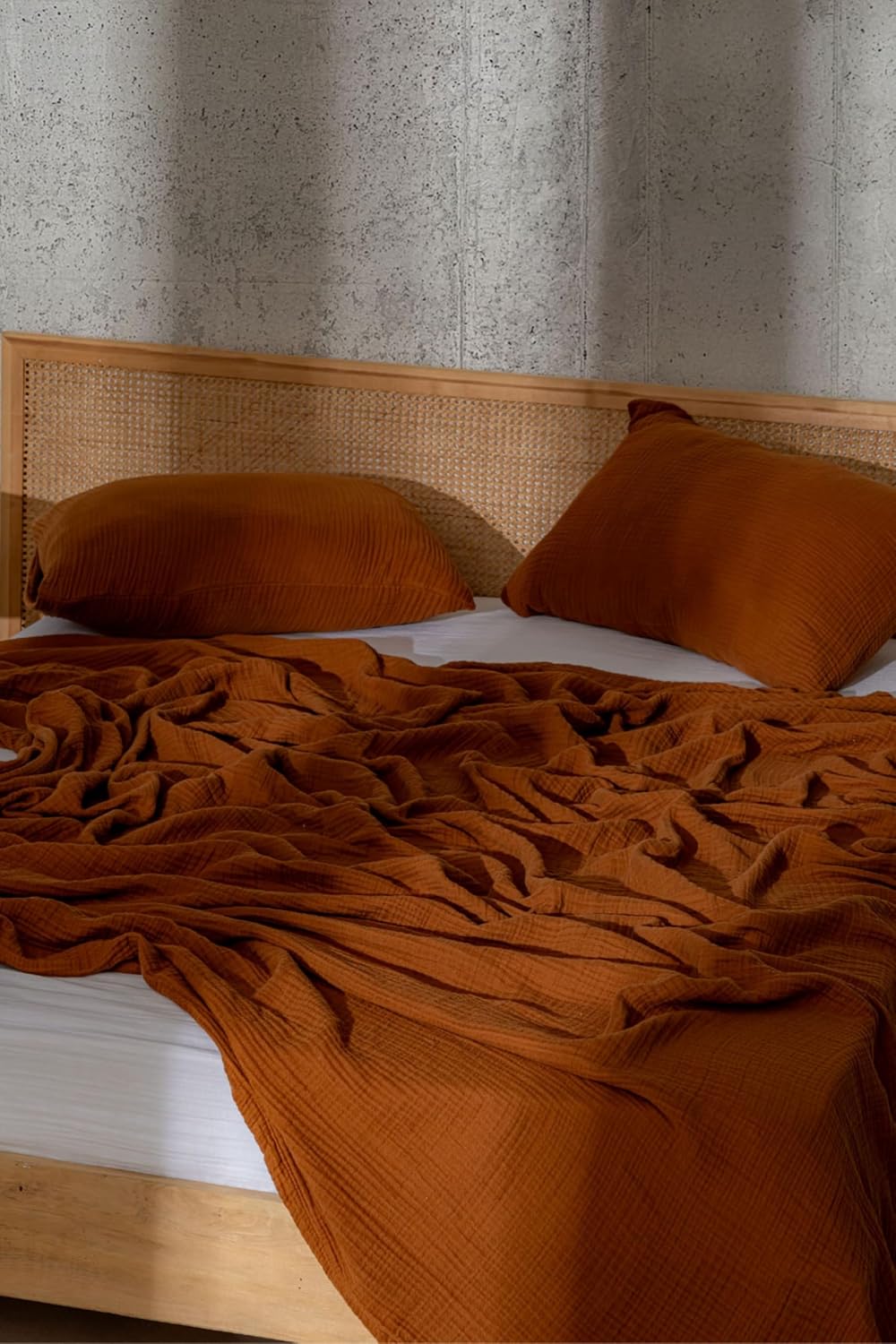 Muslin Blanket - Pure 100% Turkish Cotton Airy Soft Light Versatile Gauze Throw Blanket for Bed, Couch, Sofa (Cinnamon Brown, California King Size (95" x 125" inch)) - Image 5