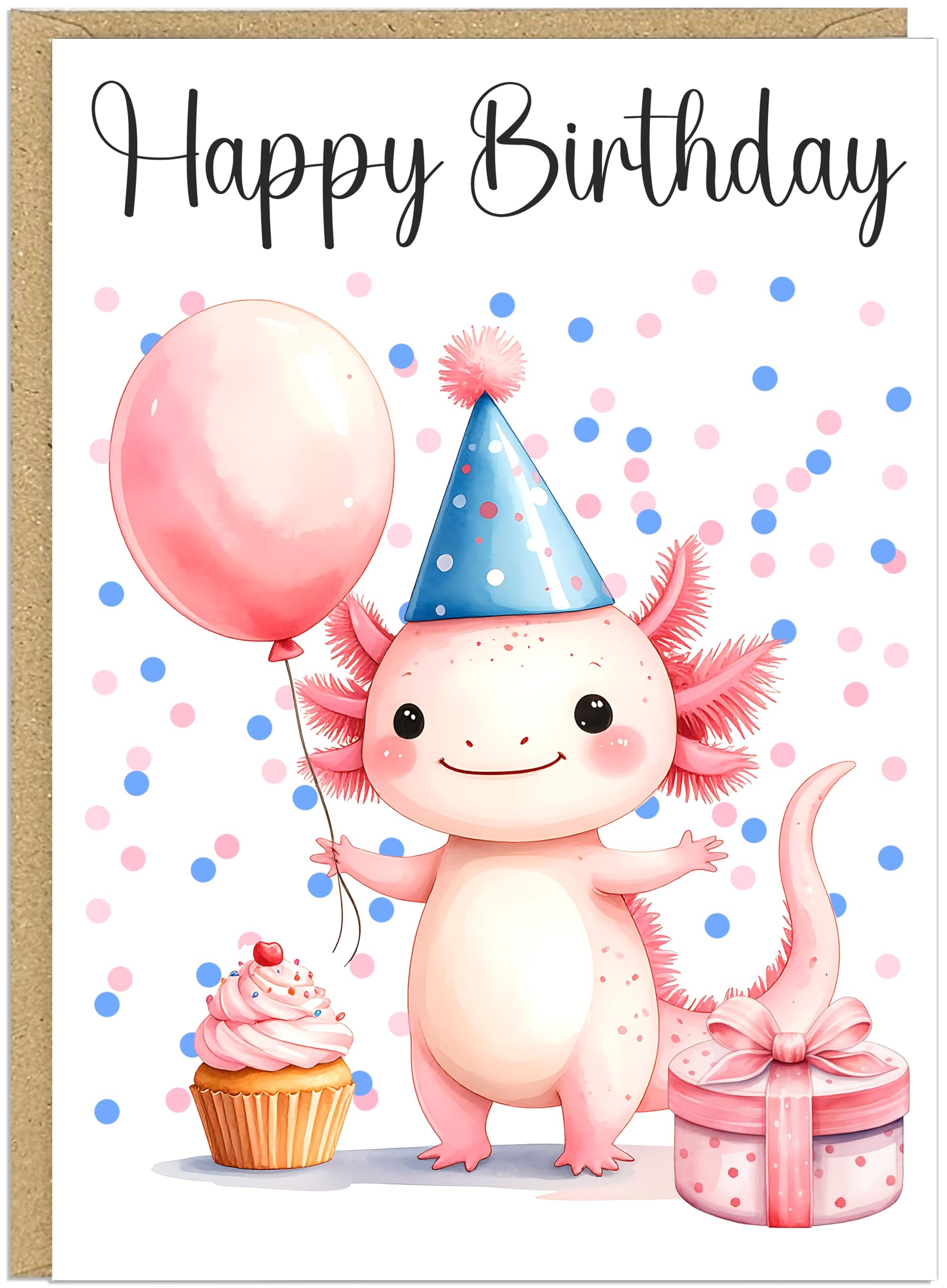 Fun Axolotl Girls Happy Birthday Designs - Always Be Yourself Swimming Bubble Tea I Love You Rainbow Girl Who Loves - Cute Greeting Cards A5