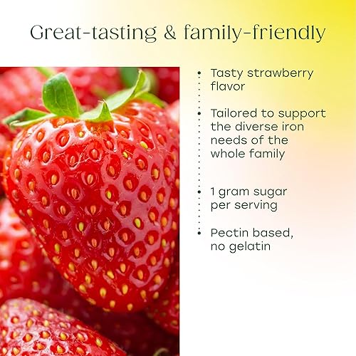 Miniatura 4 de Gomitas de hierro y energía de MegaFood, suplemento de hierro para mujeres, hombres, adolescentes y niños con vitamina B12 y B6, vitaminas, de los