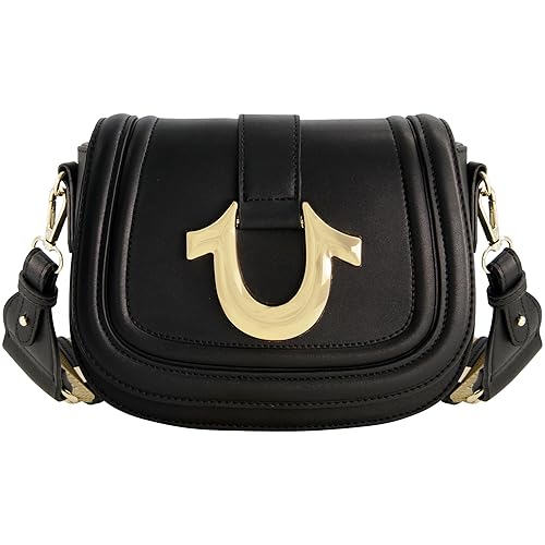 True Religion Saddle Bag, Women's Crossbody Purse with Adjustable Shoulder Strap - Black