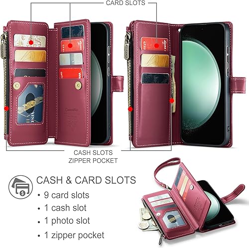 Miniatura 3 de CaseMe Funda tipo cartera con tarjetero para Samsung Galaxy S23 FE con bloqueo RFID para mujeres y hombres, soporte duradero a prueba de golpes para