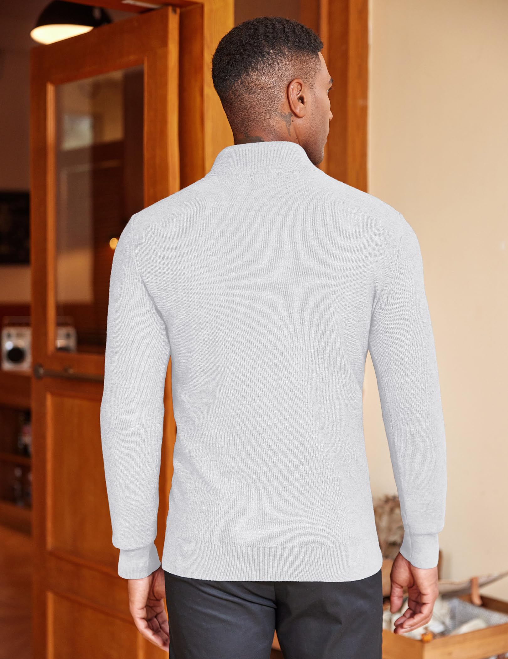 COOFANDY Pull pour Homme Pull Zippé Pulls col Roulé Slim Fit Pulls Hiver Chaud | T-shirt tricoté basique - T-shirt d'été à manches courtes avec col rond - Haut décontracté