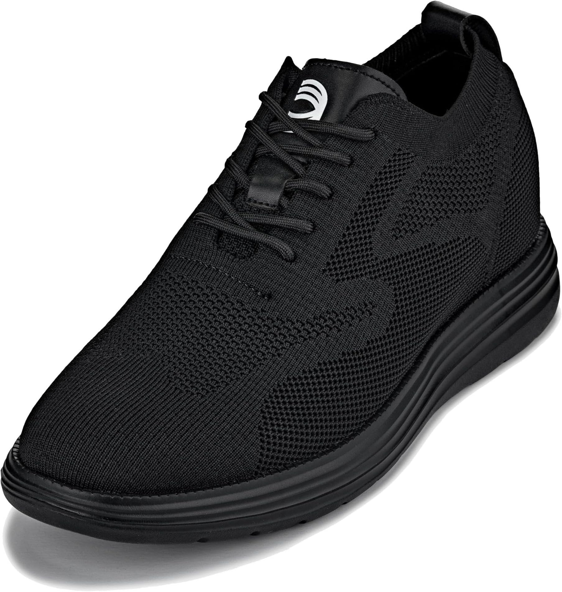 CALTO Men's Invisible Height Increasing Elevator Shoes - Black/Black Sole Ultra Light-Weight Lace-up Knitted Sporty Walker - 2.8 Inches Taller - X2631 - Size 8 D(M) US