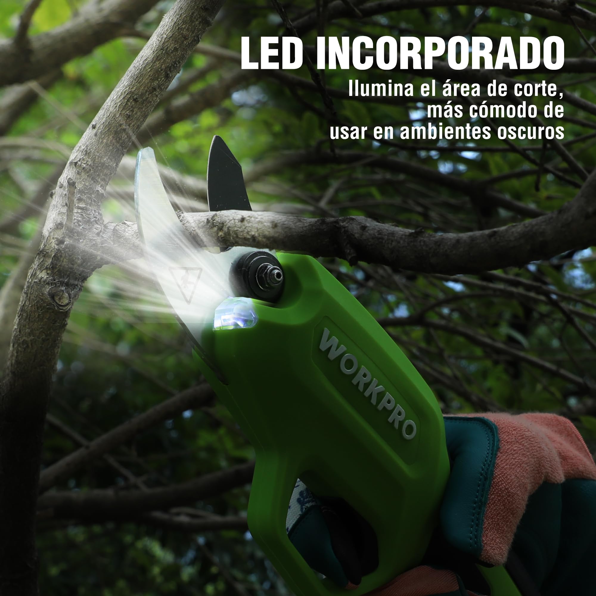WORKPRO Tijeras de Podar Electricas de 7,2 V, Podadora Eléctrica Inalámbrica, Tijeras de Podar a Bateria de 2000 mAh, para Jardines, Ramas y Árboles Frutales