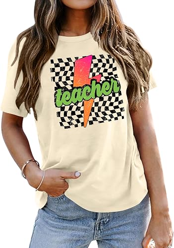 Teacher Shirts Women Vintage Teacher Graphic Shirt Back to S