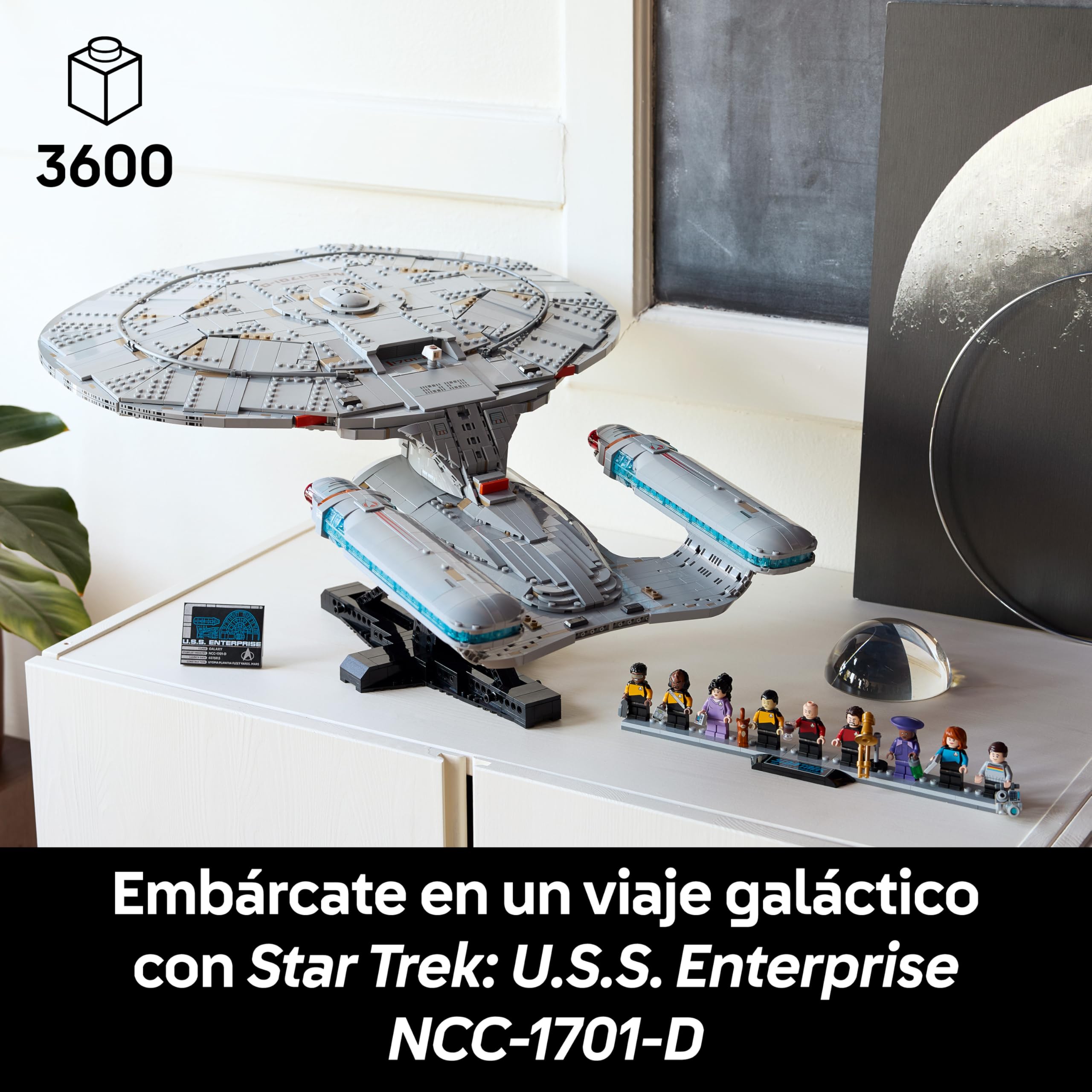 LEGO Icons Star Trek: U.S.S. Enterprise NCC-1701-D Maqueta para Adultos - Naves Auxiliares, Módulo Separable y 9 Minifiguras Inc. Jean-Luc Picard y William Riker - Regalo para Hombres y Mujeres 10356