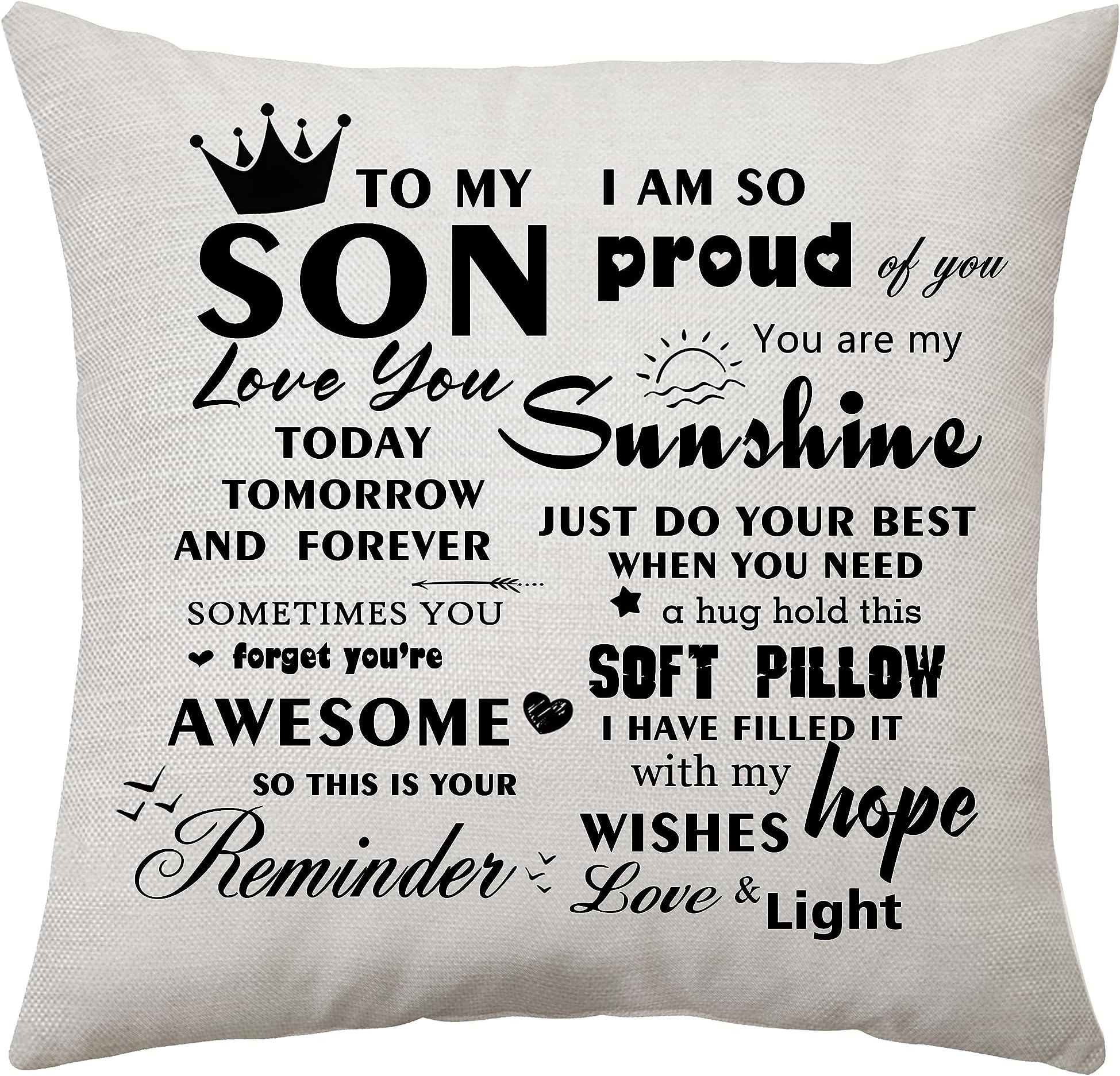 Son Gifts from Mum Dad - Son Birthday & Special Occasion Throw Pillow Cover