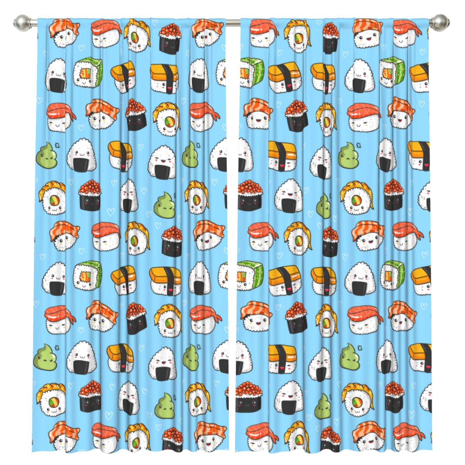 InOmak Sushi And Sashimi, 2 Panels Window Curtains 52 x 84 Inch Blackout Curtains for Living Room Bedroom