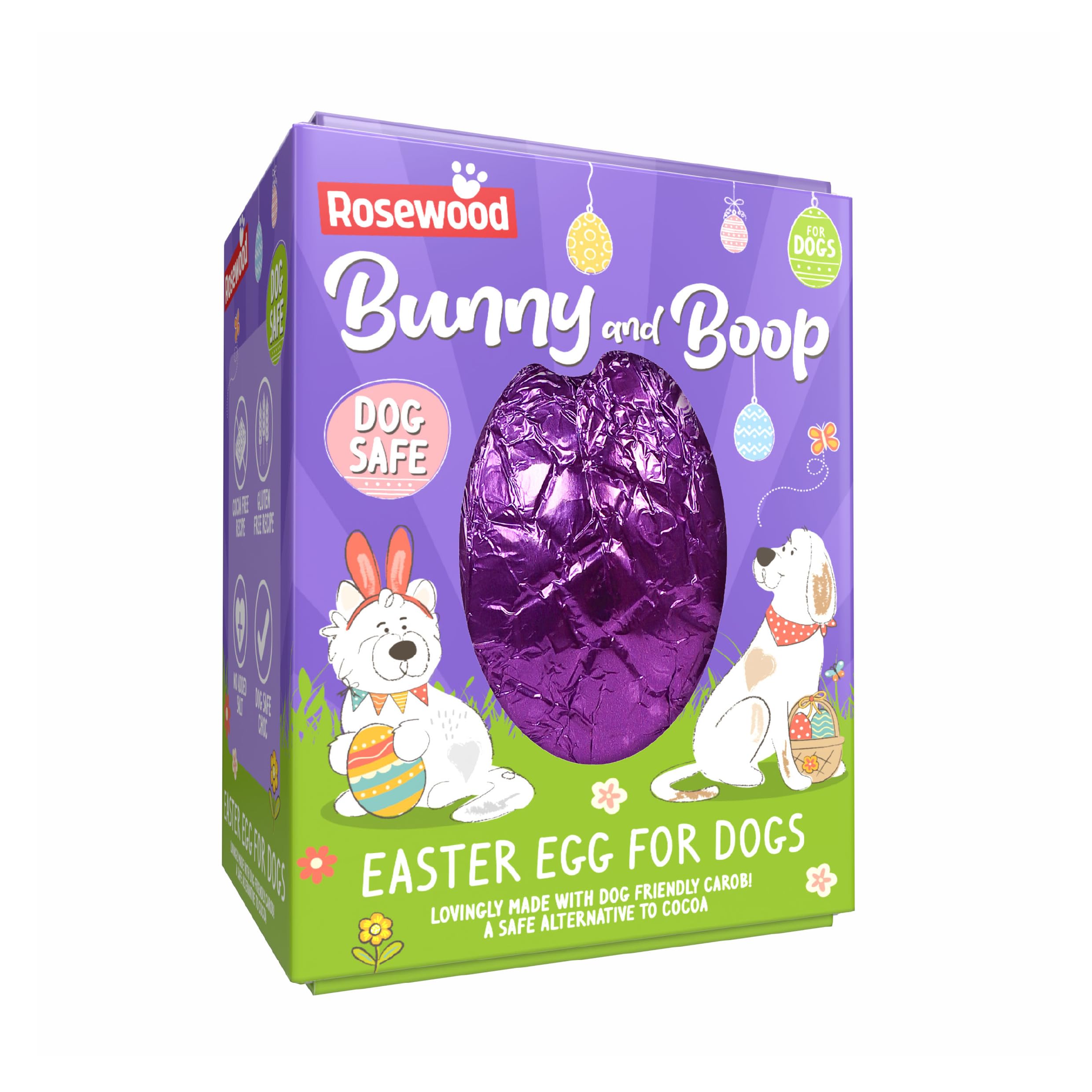 Rosewood Easter Egg for Dogs - Dog Safe Chocolate, Cocoa Free, Gluten Free, Easter Gift, Chocolate Treat for Small, Medium, Large Dog and Puppies (60g)