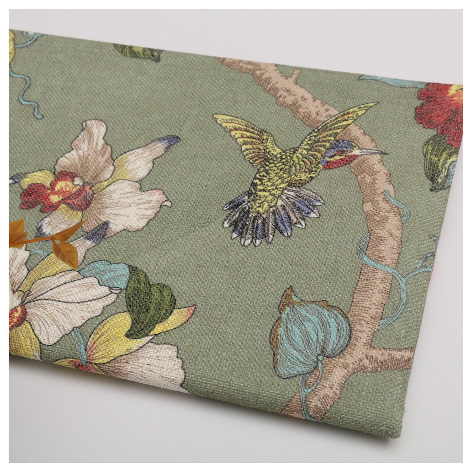 200 x 145 cm - Tissu en lin imprimé - Vendu au mètre - Tissu d'ameublement - Fleurs
