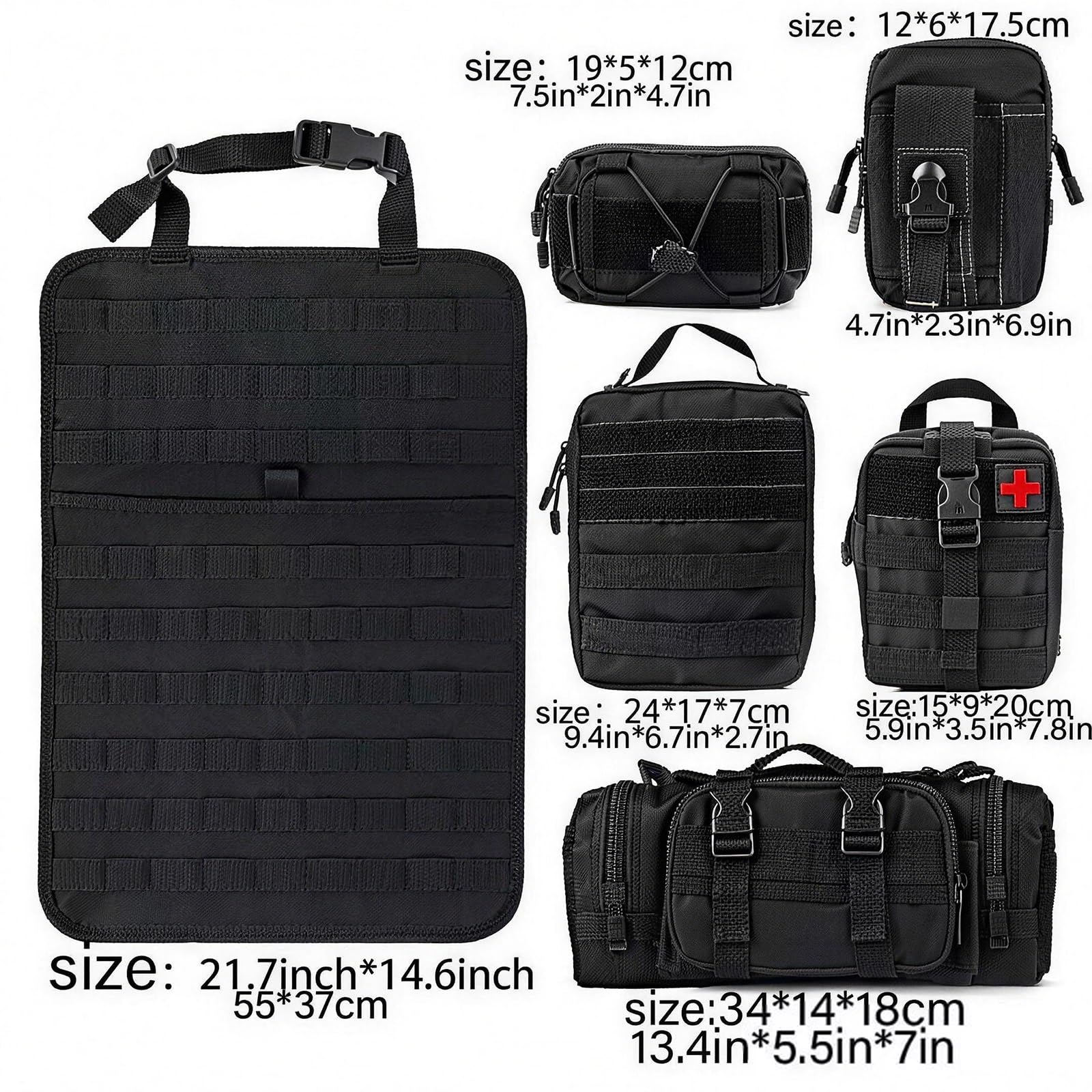 6-in-1 Tasca Tattica per Sedile Posteriore, Multifunzione per Auto | Pannello MOLLE Auto, 5 Tasche Rimovibili, Grande Organizzatore Posteriore per Tutti - Tieni in Ordine.(Brown)