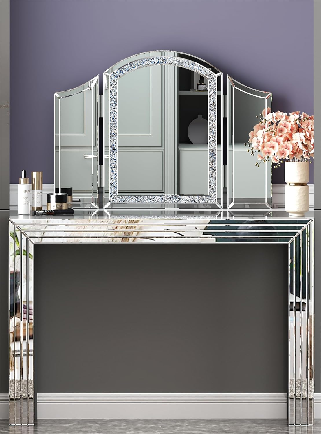 blingworld Console Table Mirror Set, Mirrored Table