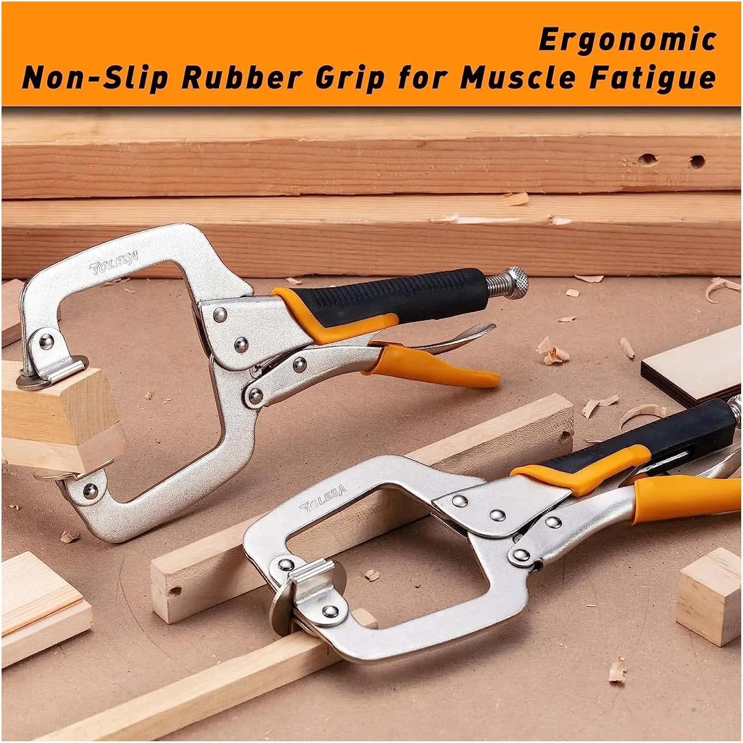 2PCS Metal Face Clamps for Woodworking 9 Inch Hole Jig Clamp Heavy C Clamp Set Welding Clamps with Swivel Pad