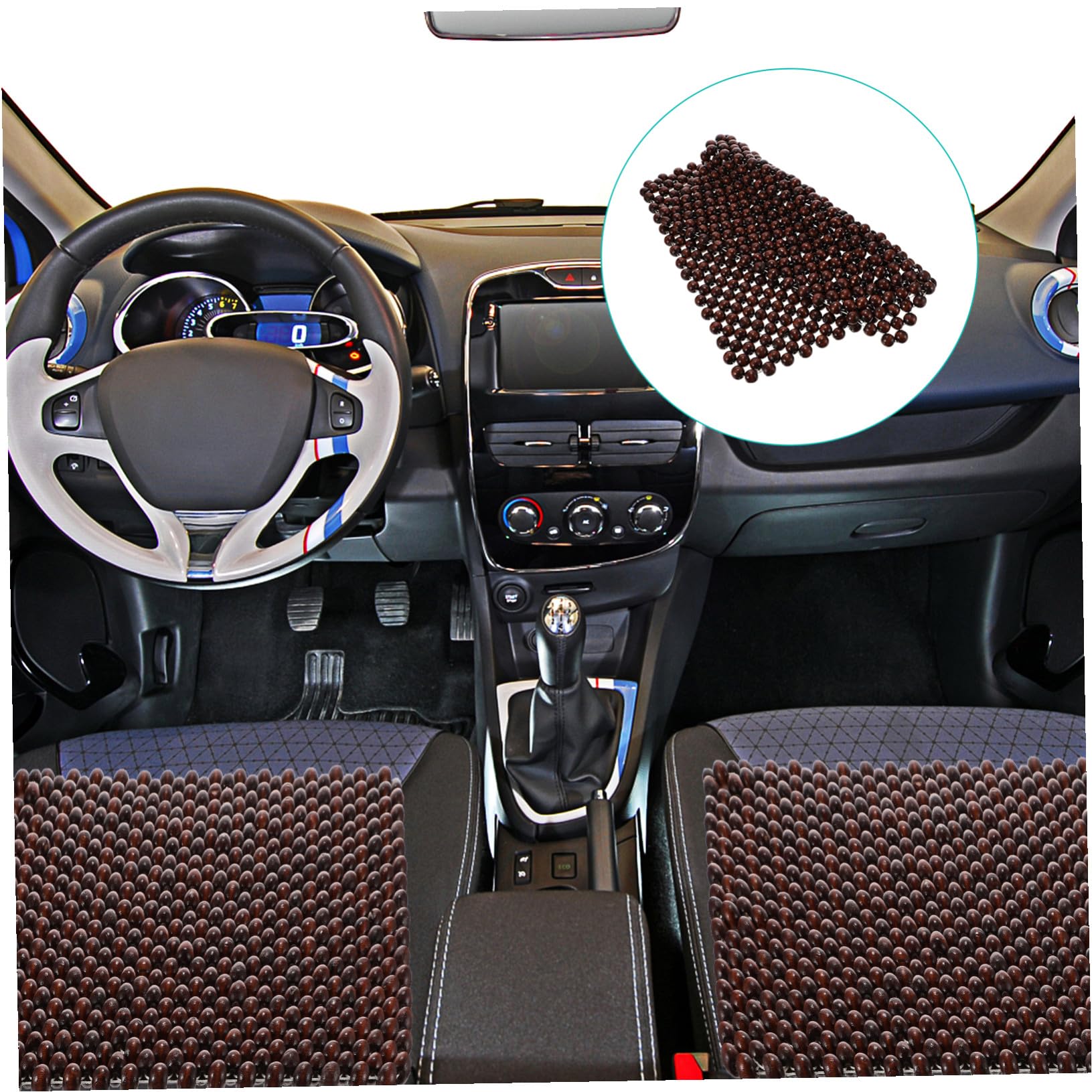GARVALON Sommerliche Holzperlen Sitzauflage Auto Sitzkissen Atmungsaktiv Kühlend Angenehme Massage für Ermüdungsfreies Fahren Natürlicher Holzton Langlebige Autositz Schonauflage