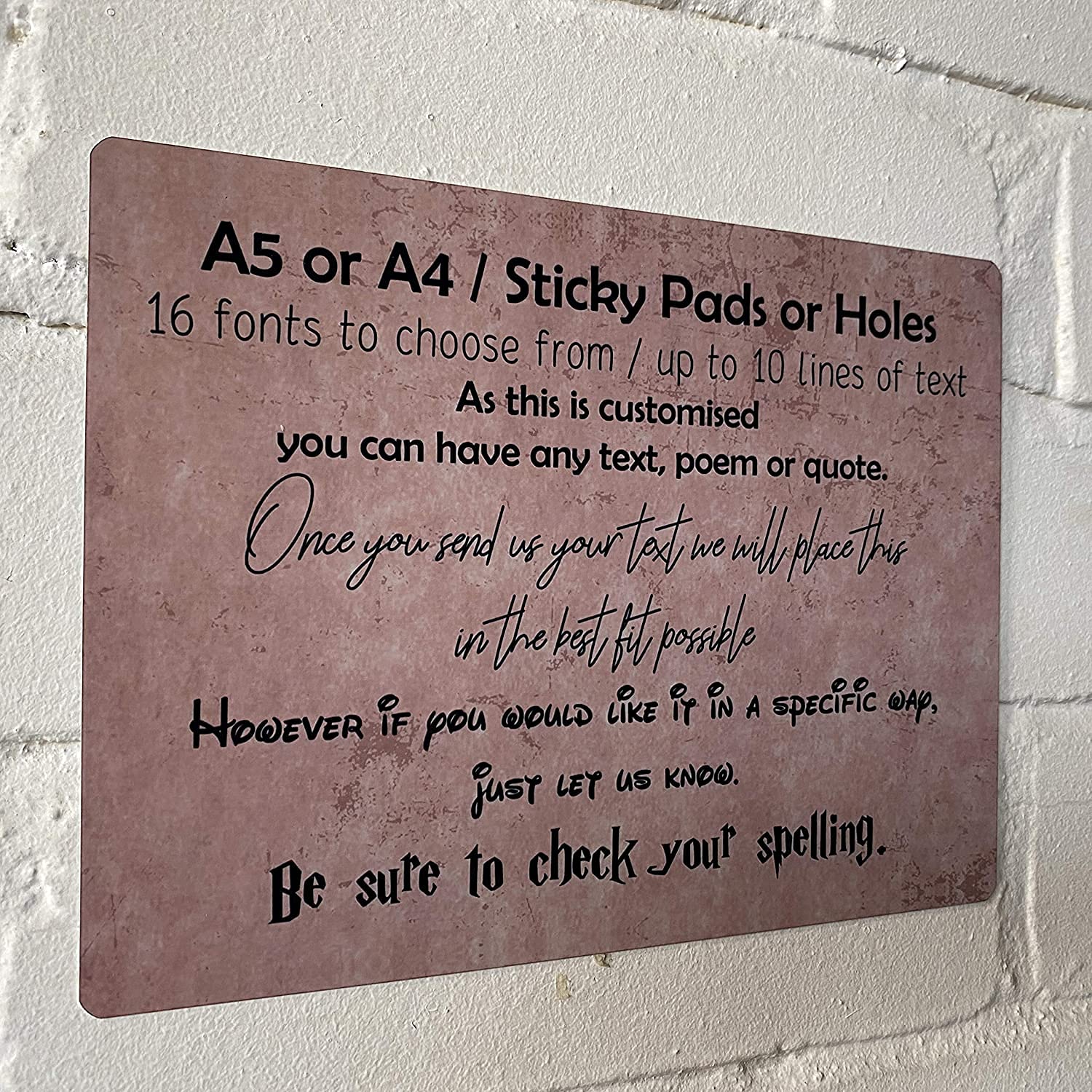 Personalised Printed Metal Sign A4 Customised with 16 fonts โ image 1