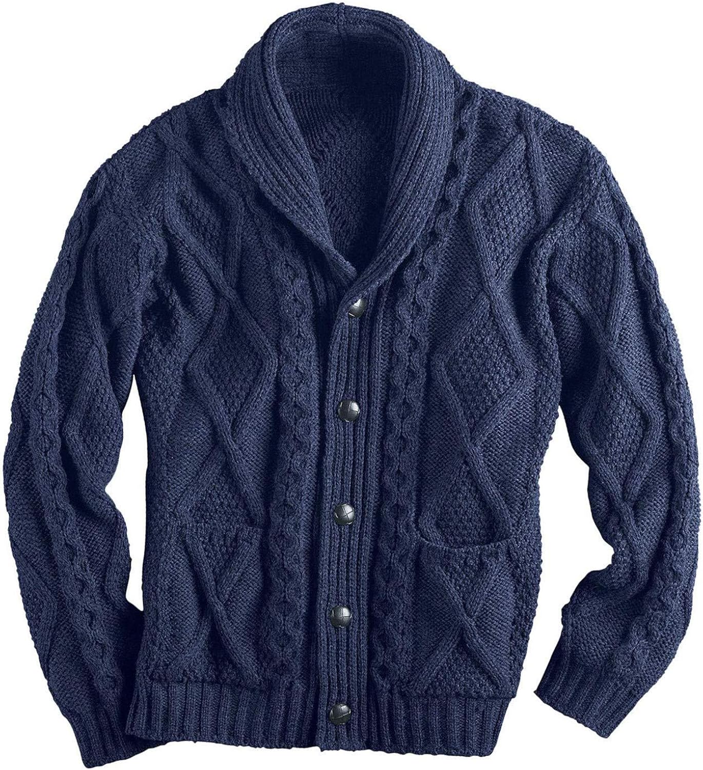 Chaqueta de Punto con Botones para Hombre, suéter cálido de Invierno de Punto de torsión con