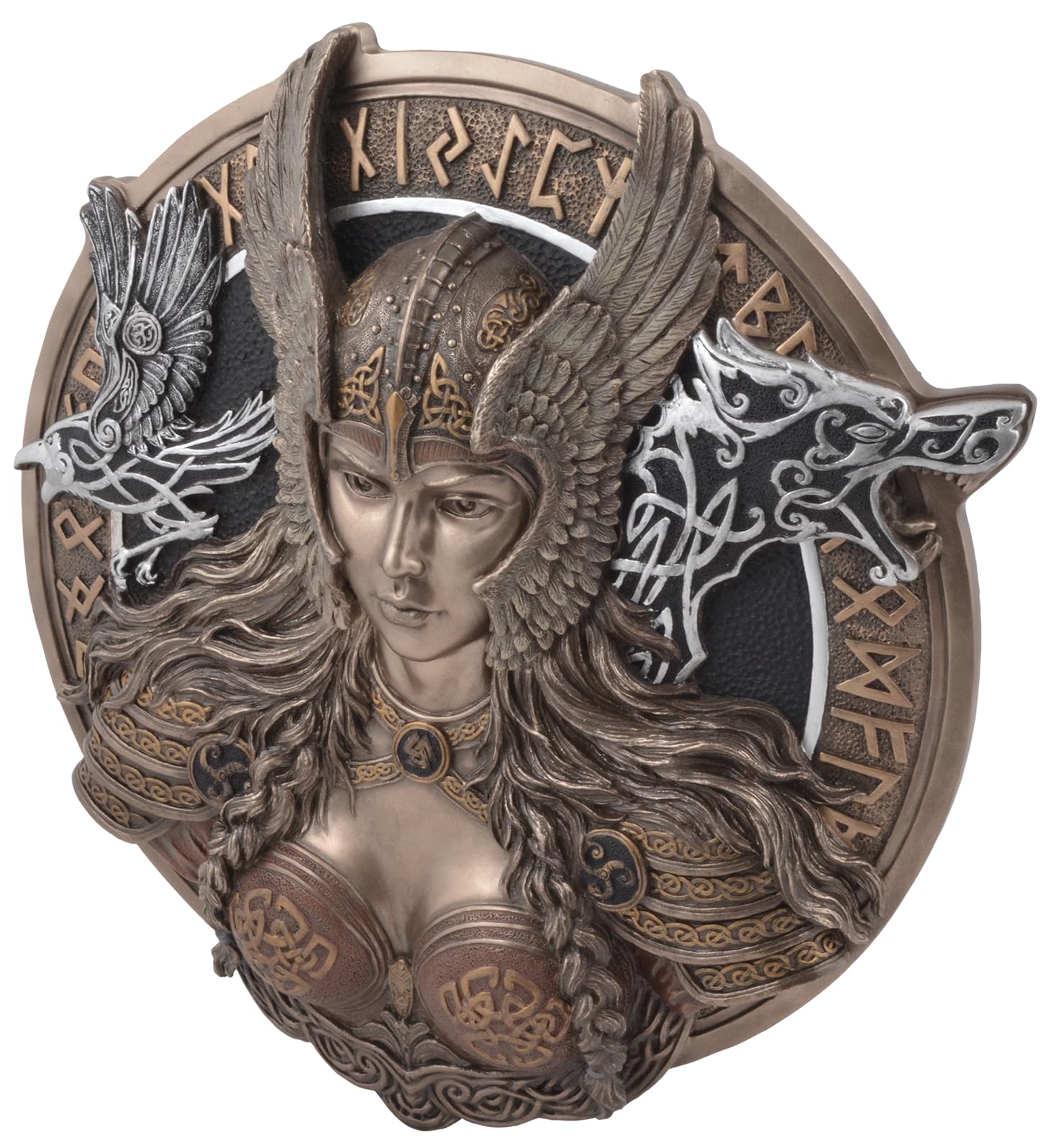 VOGLER Joh. Vogler GmbH Germański relief na ścianę z runami, walkiria, wykonany ze sztucznego kamienia, ręcznie brązowany i barwiony, z kolekcji Veronese, 708-78497
