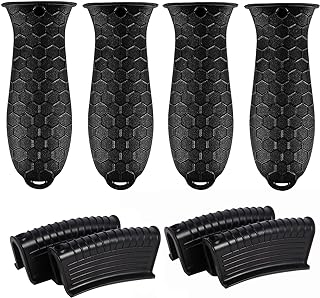 8 Pcs Non-Slip Silicone Hot Handle Holder & Assist Grips, Potholder for Cast Iron Skillets, Heat Resistant Handle Cover Sleeve for Frying Pans, Casserole, Cookware Handles, Black