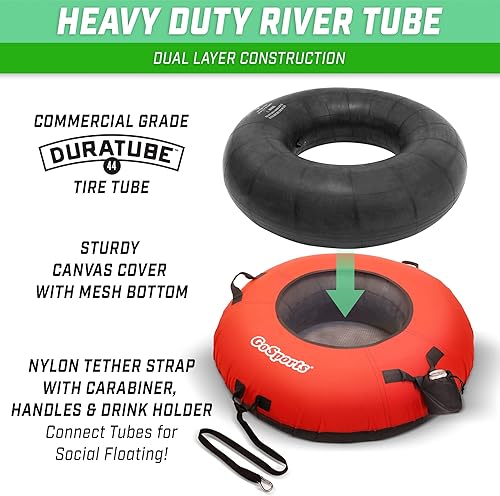 Miniatura 2 de GoSports Tubo de río resistente de 44 pulgadas con cubierta de lona premium - Tubo de río de grado comercial - Estrellas y rayas