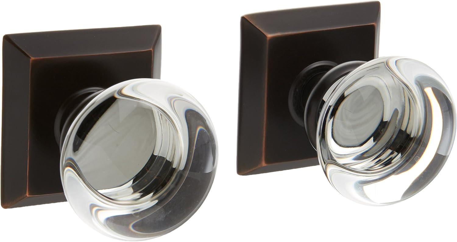 Emtek Providence Crystal Double Dummy Door Knob Quincy Rosette ORB