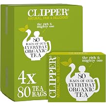 Clipper Organic Everyday Black Tea, 4 Pack / 320 Tea Bags | A majestic blend of full-bodied Assam and delicate Ceylon tea in unbleached tea bags. Organic and Fairtrade approved.