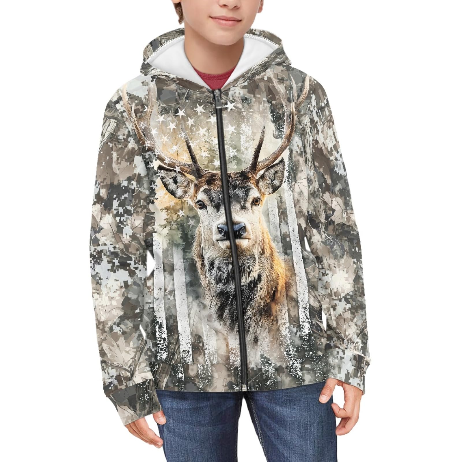 Suobstales Kids Soft Zip-Up Hoodie for Boys 6-16 Years Hooded Sweatshirt Fall Cardigan Jacket with Pockets