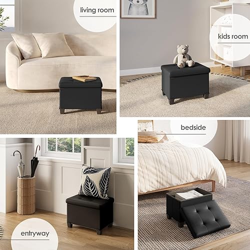 Miniatura 58 de Otomana plegable para dormitorio o sala de estar, con contenedores de almacenamiento, reposapiés para el extremo de la cama, soporta hasta 660 lb,
