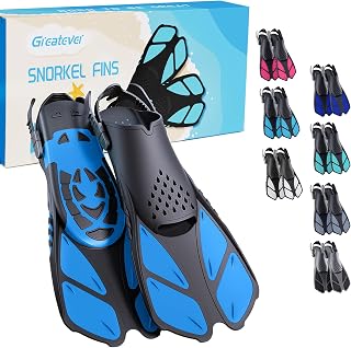 Greatever Snorkel Fins, Travel Size Short Flippers for Snorkel Swim Diving