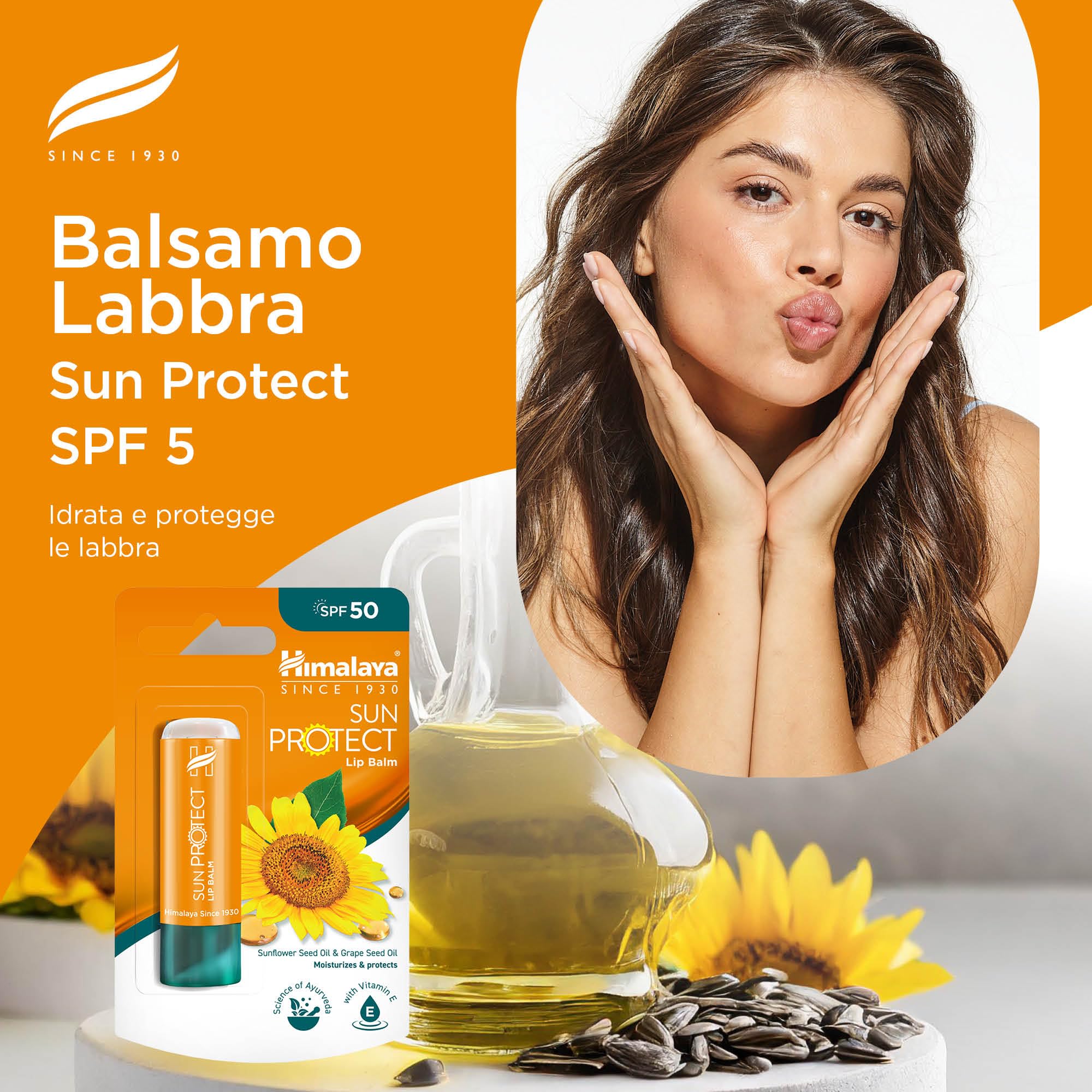 Himalaya Sun Protect Balsamo per labbra con SPF 50 e protezione dai raggi UVA, protegge le labbra dai danni del sole, 4,5g, Confezione da 1, Sun Protect 4.5g, Confezione singola