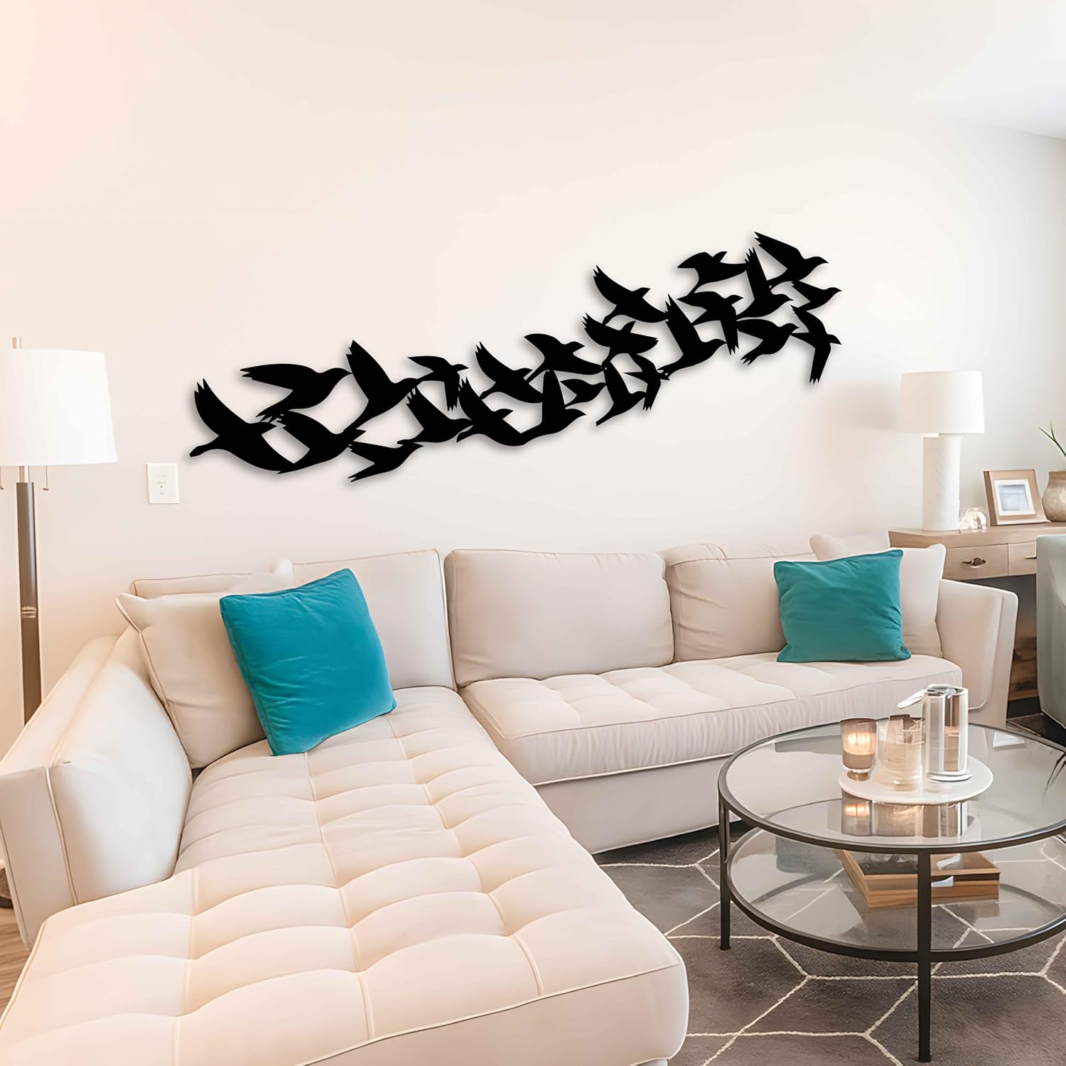 KAWA METALWORKS Flock of Birds Wall Art, Flying Birds Metal Decor, Living Room Wall Hanging, Gift for Bird Lovers, Interior Wall Decor, Housewarming Gift