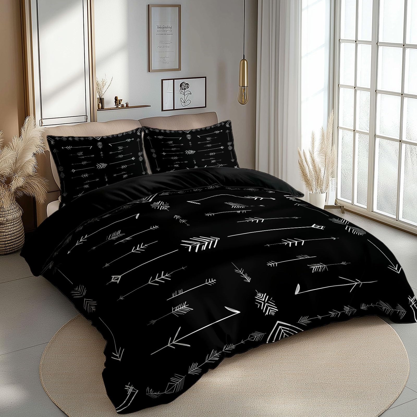 Juego de ropa de cama de 180 x 200 cm, 3 piezas, diseño de flecha, color