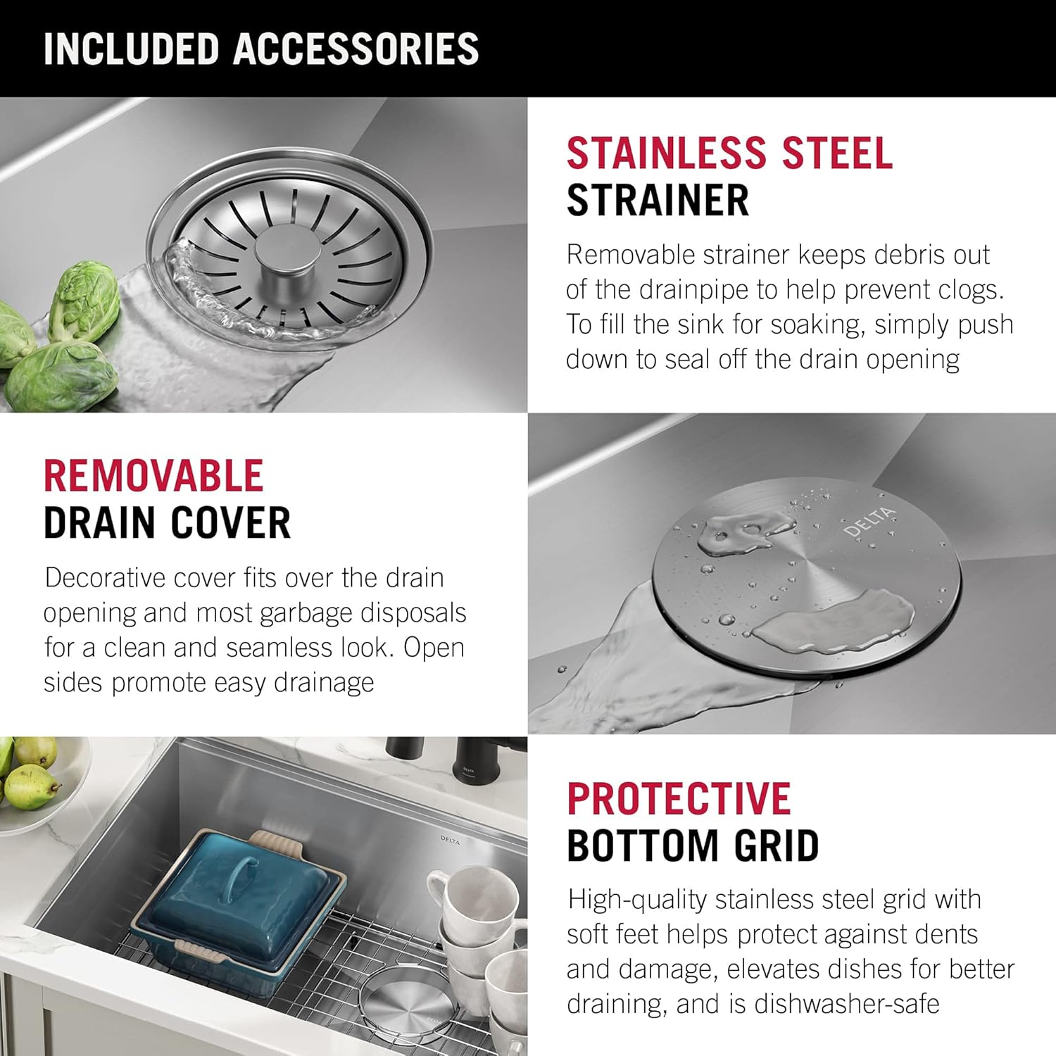 Delta 30-Inch Stainless Steel Workstation Undermount Kitchen Sink