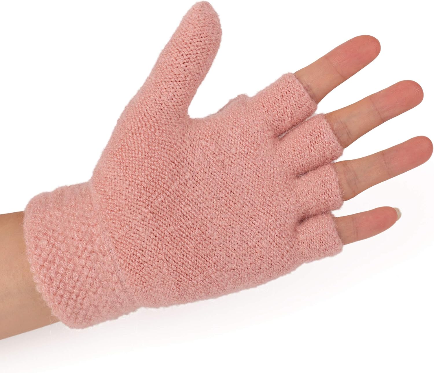 Flammi Women's Warm Knitted Fingerless Gloves Convertible Mittens - Image 6