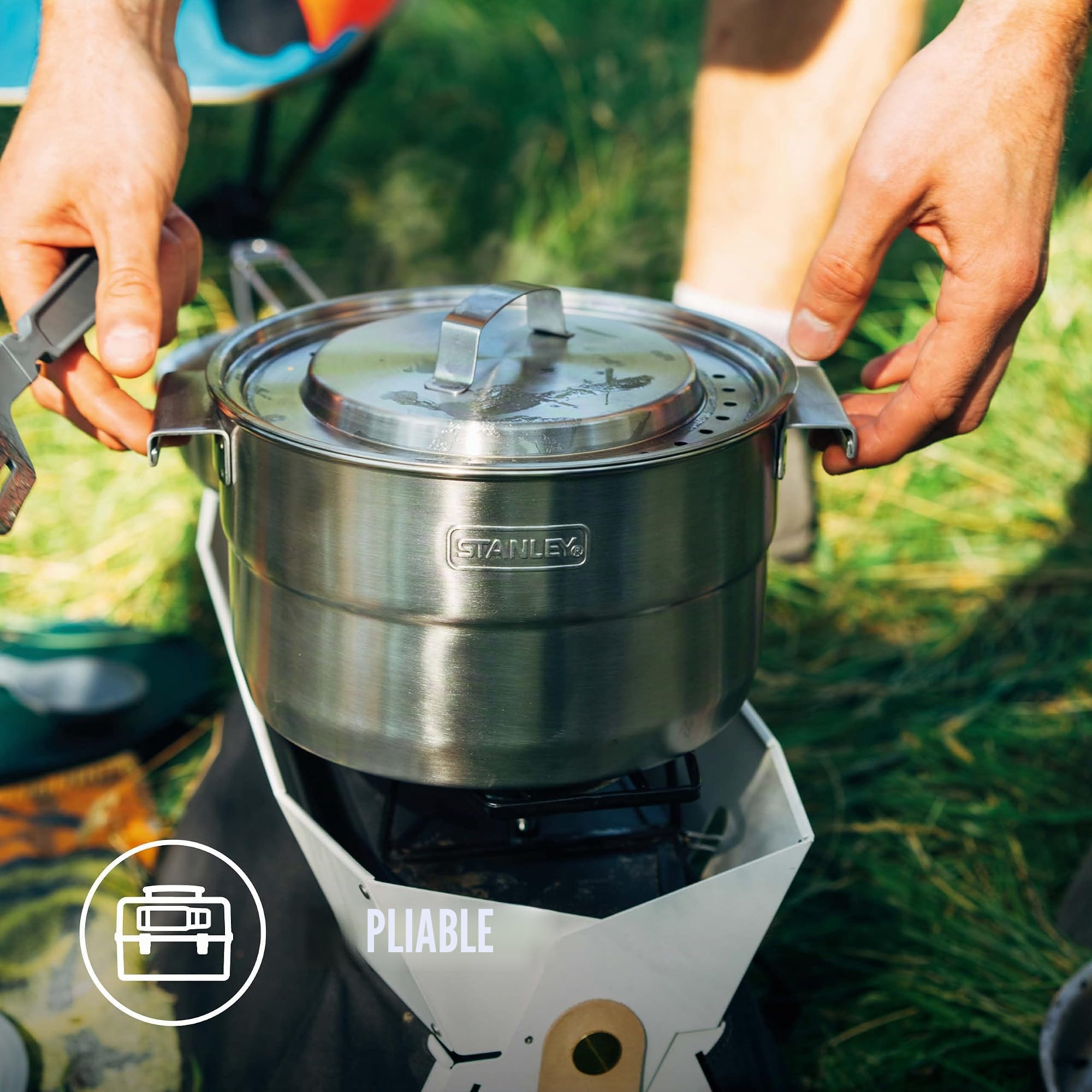 Stanley 1913 Adventure Full Kitchen Basecamp Cook Set 3.5L - Ustensiles de Cuisine pour Le Camping - 21 pièces - Facile à Transporter, Les Accessoires s’empilent - Fait-Tout en Acier Inoxydable
