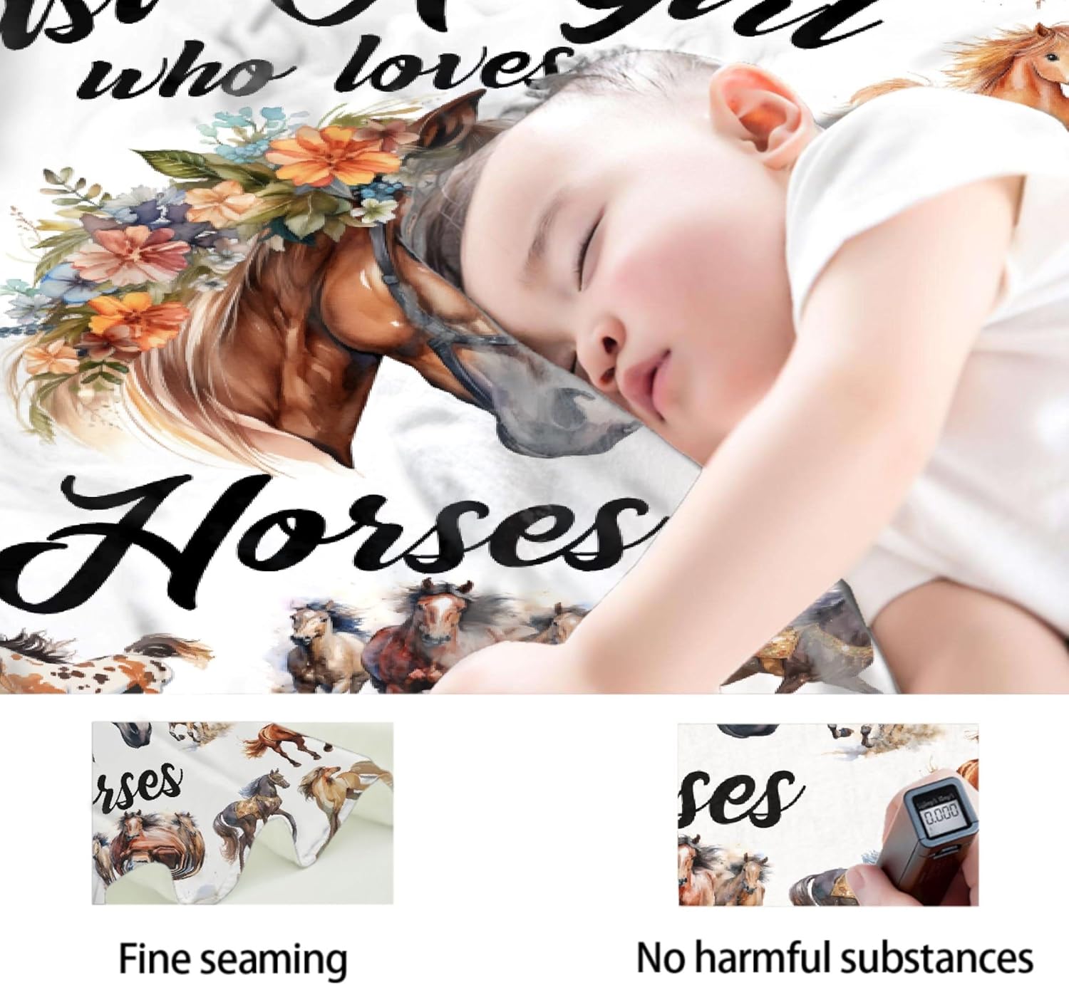 Horse Blanket, Just A Girl Who Loves Horse Blankets, Gift for Girls Horse Lover, 40"x50" Soft Lightweight Plush Throw Blanket for Couch Bed Sofa Decoration - Image 4